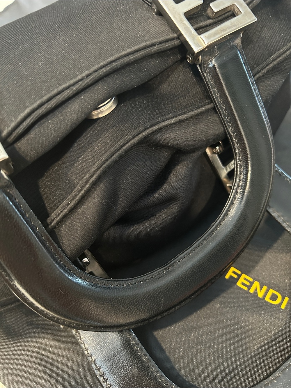 Fendi Authentic Black Nylon & Leather Tote Bag w/pouch — Full Set - Picture 9 of 16